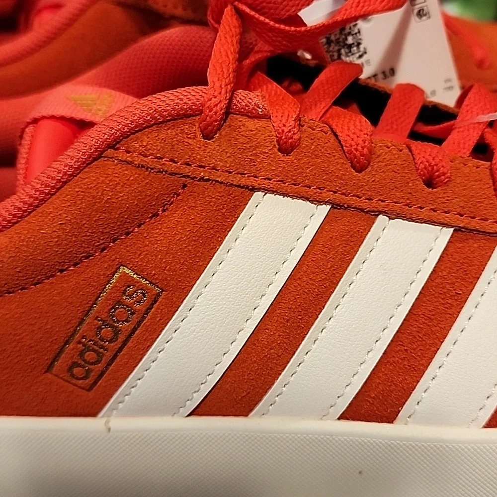 Adidas VL Court 3.0 Orange / Red and White Sneakers Brand New